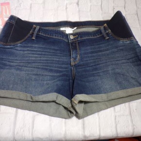 Liz Lange Maternity Denim Shorts Womens Size XL Midi Medium Wash NWT - Picture 1 of 3